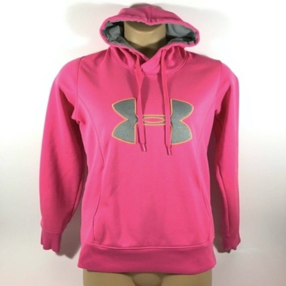 Under Armour Cold Gear Storm Big Logo Hoodie Pink‎ Semi Fitted Youth Large
